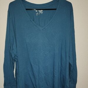 Terra & Sky Women's Blue V-Neck Top